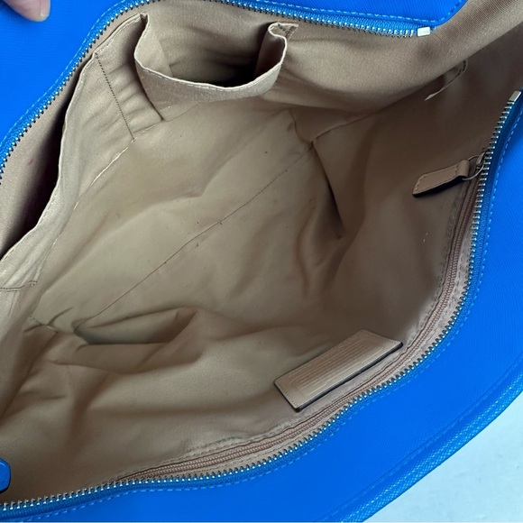 Coach Peyton Zip Top Tote Cerulean Blue Saffiano Leather Shoulder Bag Authentic - Picture 9 of 16